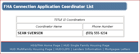 Application Coordinator List